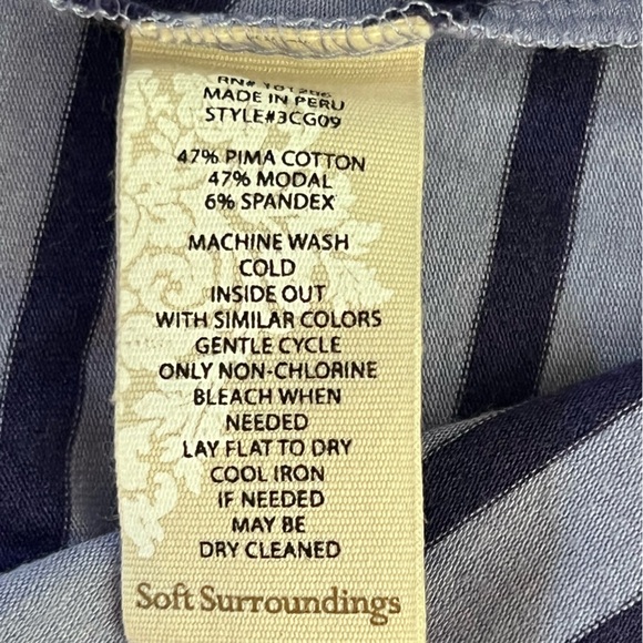 Soft Surroundings Women’s Cotton Blend Blue Striped Maxi Sun Dress XS Petite - Picture 9 of 10